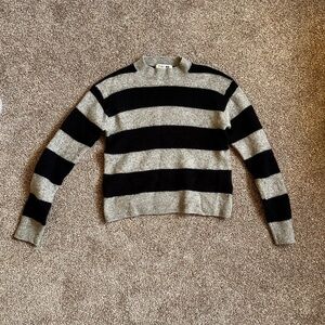 UNIQLO Comptoir des Cotonniers Striped Lambswool Gray and Dark Navy Sweater